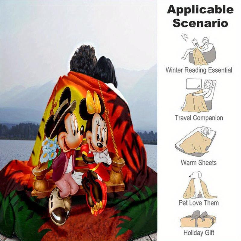 Mickey and Minnie Cartoon Blanket: Adorable, Warm, and Perfect for Home Decoration Living Room, Travel, and All Seasons Christmas Décor