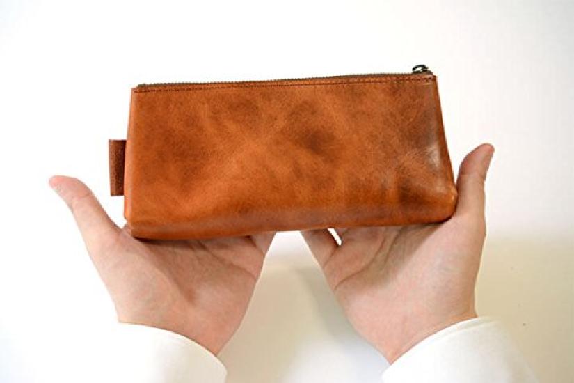 Endmark Genuine Leather Pencil Large Simple Made In Night Blue Case, Capacity, Design, Men's, Japan,