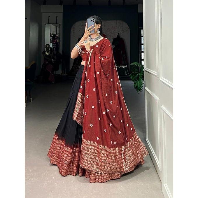 Woman's Perfectly  Collection Tussar Silk Lehenga Choli Patola Print with Foil Work ,Unstiched Blouse,