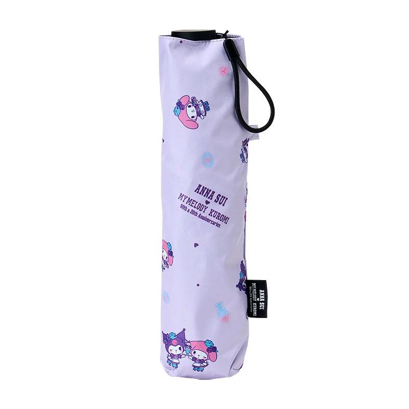 Sanrio My Melody & KUROMI ( All-over pattern Perple ) ANNA SUI Folding Umbrella for Sun and Rain
