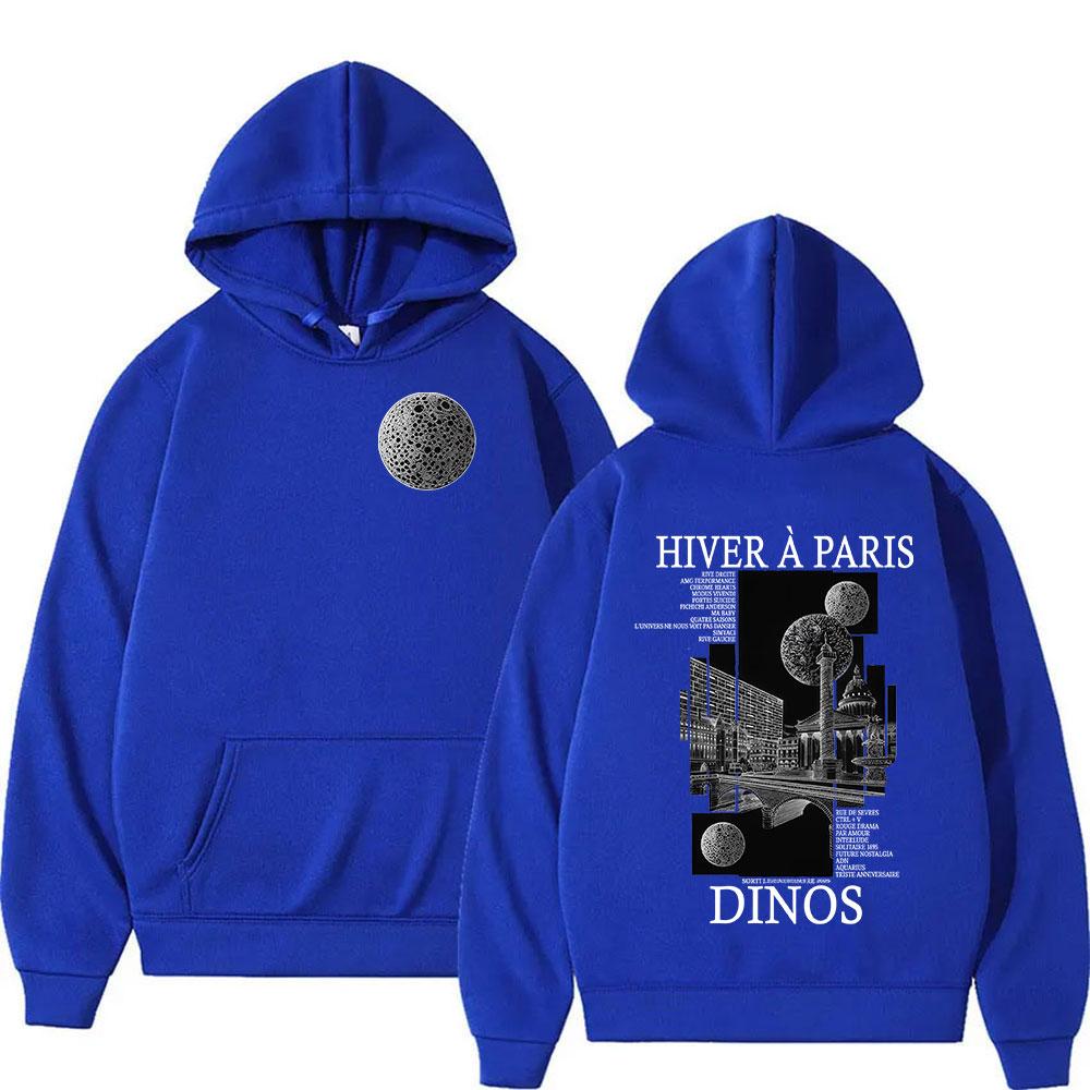 Rapper DINOS HIVER A PARIS Tour 2025 Graphic Hoodie Men's Fashion Hip Hop Oversized Sweatshirt Fleece Pullover Hooded Streetwear
