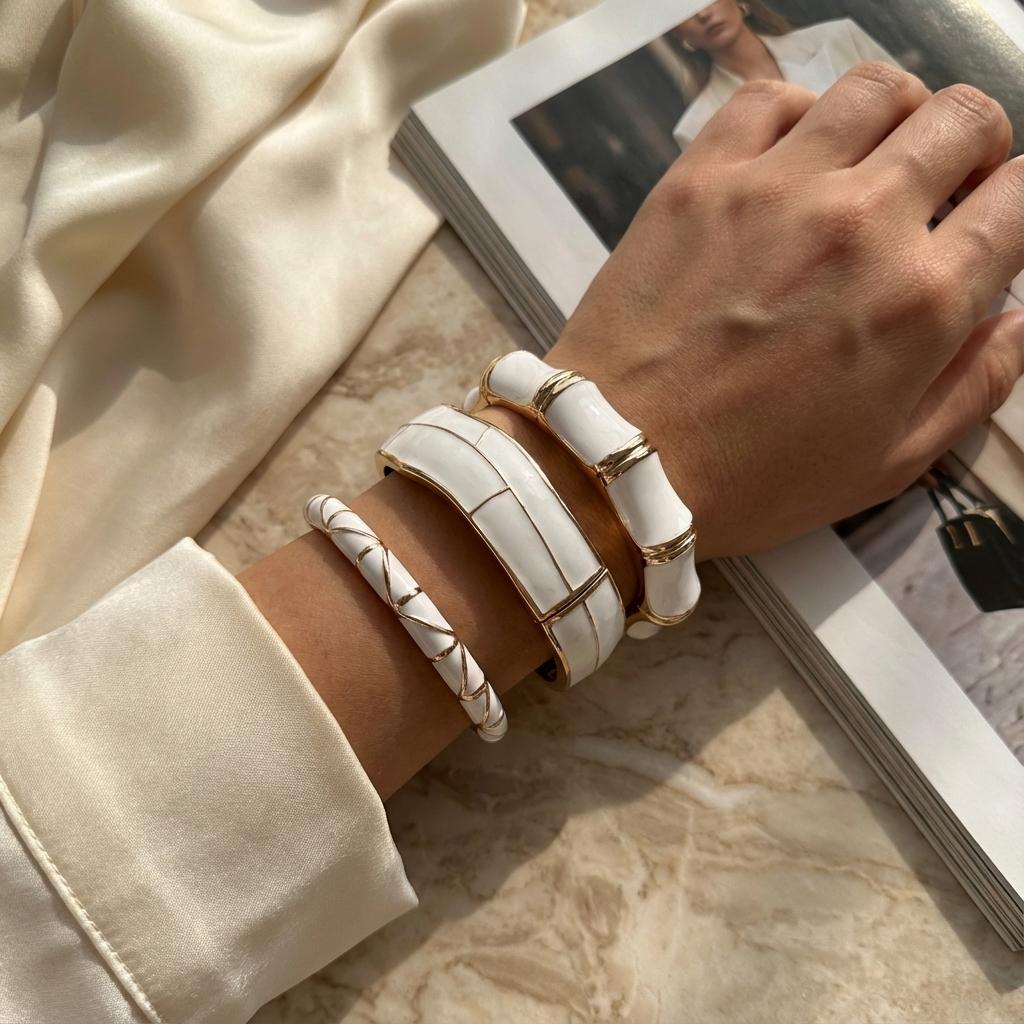 Vintage Punk Weiße Emaille Tropföl Runde Armreifen für Damen Übertriebene Geometrische Breite Manschettenarmbänder Hip Hop Party Schmuck