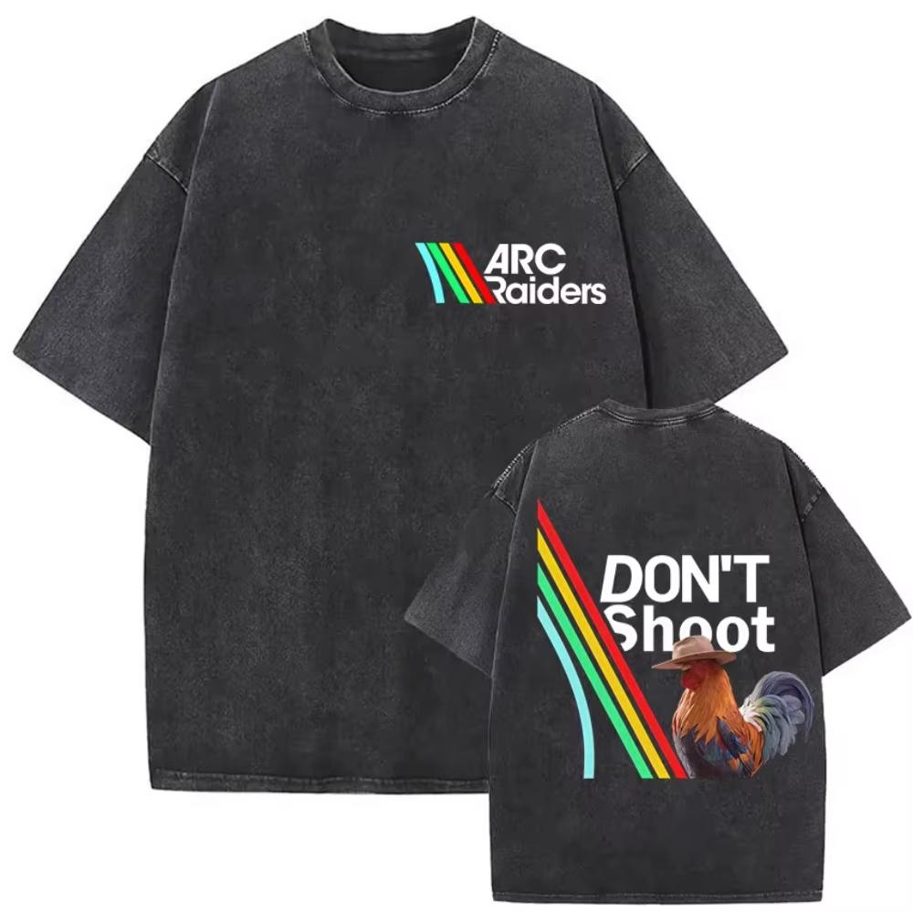 Spieler Arc Raiders Vintage Washed T-Shirt Herren Gothic Mode Baumwoll-T-Shirt Yk harajuku Hochwertiges Kurzarm-Oberteil
