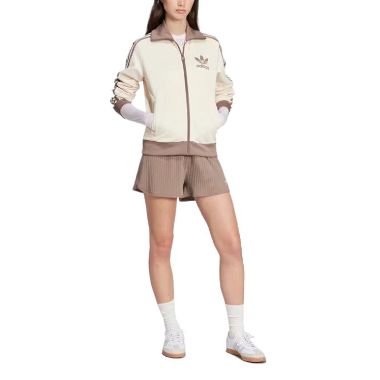 Adidas Originální Beckenbauerova tepláková bunda Hřejivá Pohodlná Měkká Jemná Dámské bundy Hnědá JC5807