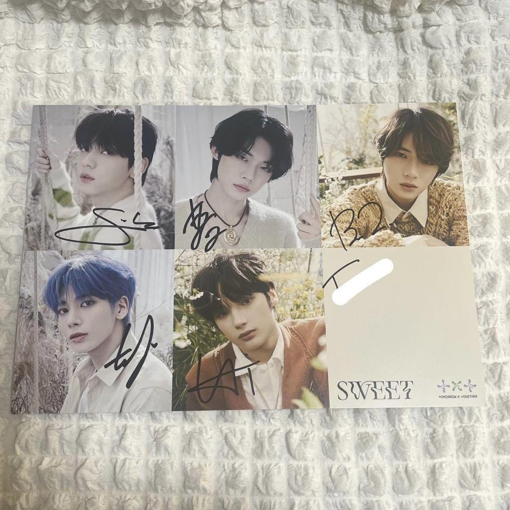[USED] Sale: TXT SWEET All Members Autographed Photo Sheet Trading Cards
