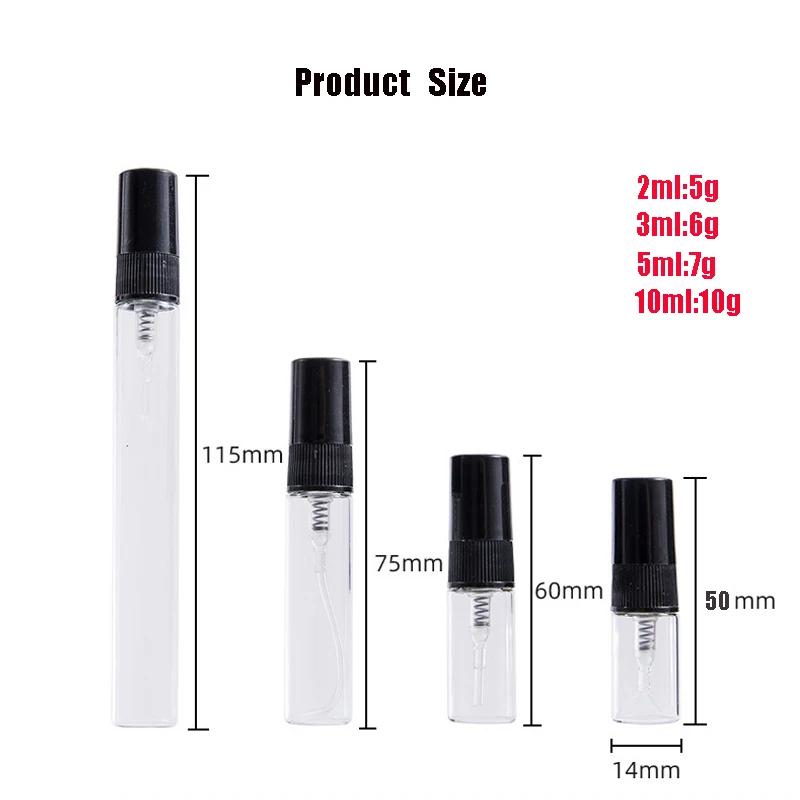 5/10Pcs 2ml 3ml 5ml 10ml Mini Portable Perfume Bottle Spray Refillable Cosmetic Sample Glass Bottling Empty Container