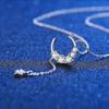 D färg 0.4CT Moissanite Star Moon hänge för kvinnor 45 cm Sparkling Lab Skapad diamant 100% 925 Sterling Silver Halsband
