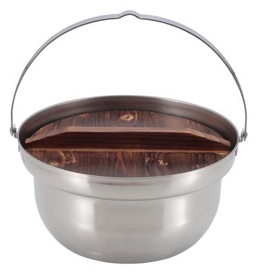 CAPTAIN STAG Outdoor Pot Camping Bonfire Pot with Wooden Lid 22cm Stainless Steel Made In Japan Made In Tsubame-Sanjo UH-4125