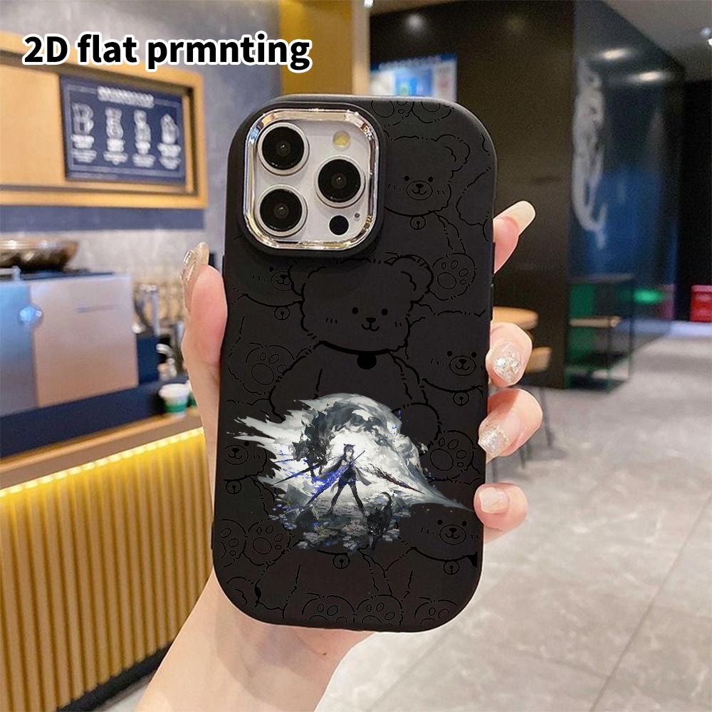 Phone Case: 2D Flat Design Suitable for iPhone 18 17 16 15 14 13 Pro Protective Case, Couple Style, Black and White Wolf Shadow, Christmas and Hallowe