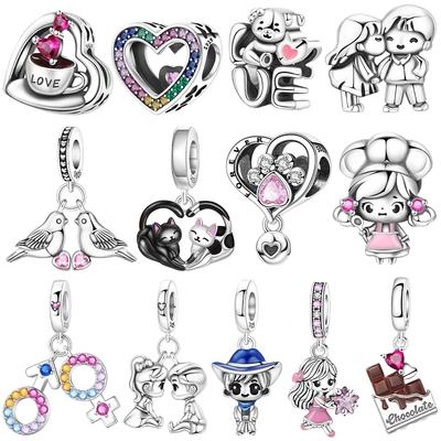 Original Charmscopper Boy Girl Symbol Pendant Heart Design Cute Pet Love Beads Fit Bracelet Jewelry Fine Gift Women Diy