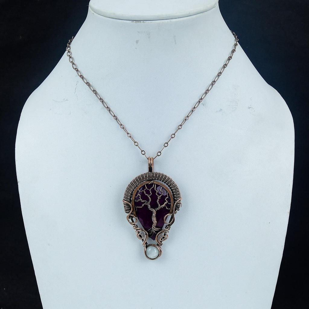 Ruby Pendant Gemstone Jewelry, 999 Copper Wire Wrapped Handmade Pendant, Latest Design Jewelry