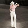 Damen Sommer POLO-Kragen Strick Kurzarm Top
