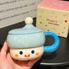 Cute Creative  Funny Expression Cup with Lid  Spoon  Niche Water Cup  Ceramic Mug  Gift for Friends  Souvenir