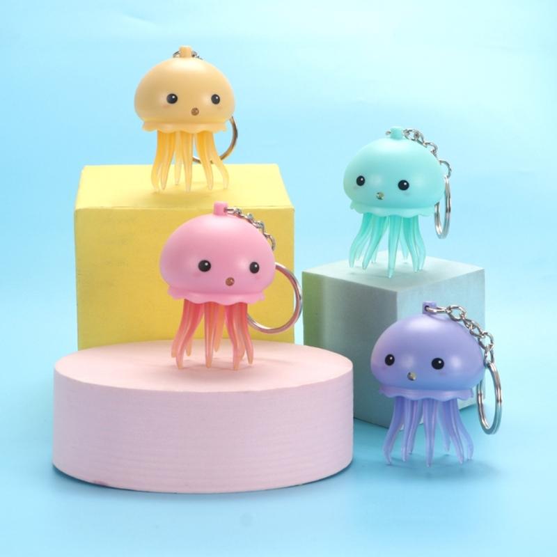 Fashion Octopus Toy Keyring Colorful Jellyfish Keyholder Anxiety Stress Relif