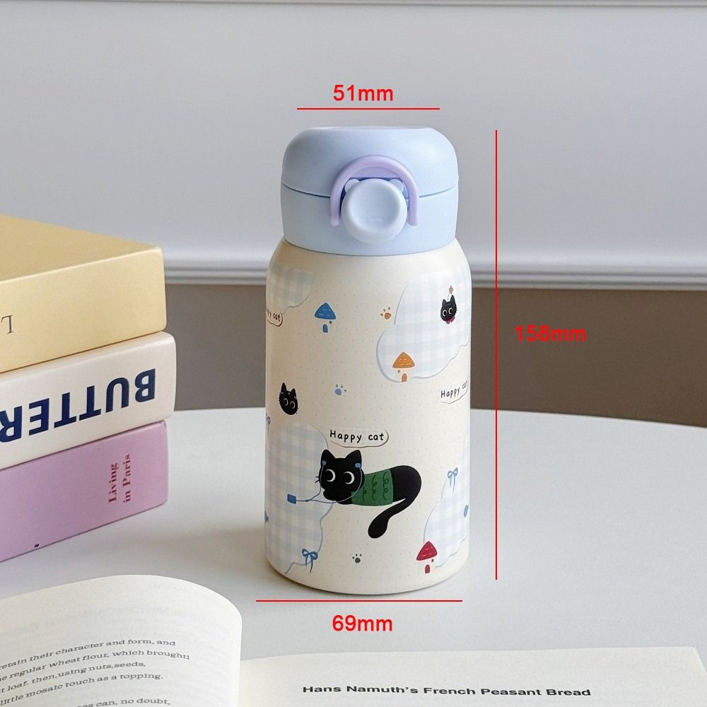 Stainless Steel Small Thermal Cup Cartoon Prints Bounce Water Bottle Students Pocket Flask