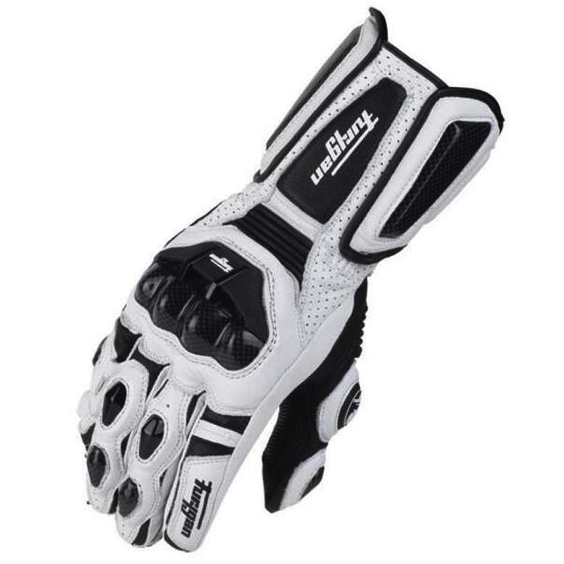 Furygan AFS10 Motorcycle Racing Gloves: Breathable Leather, Carbon Fiber, Anti-Fall, Anti-Slip. Medium белый