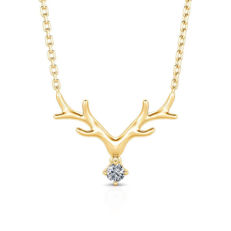 Simple Large Antlers Pendant Necklace, Inlaid With Zircon Fashion Jewelry Women, Christmas Classic Necklace