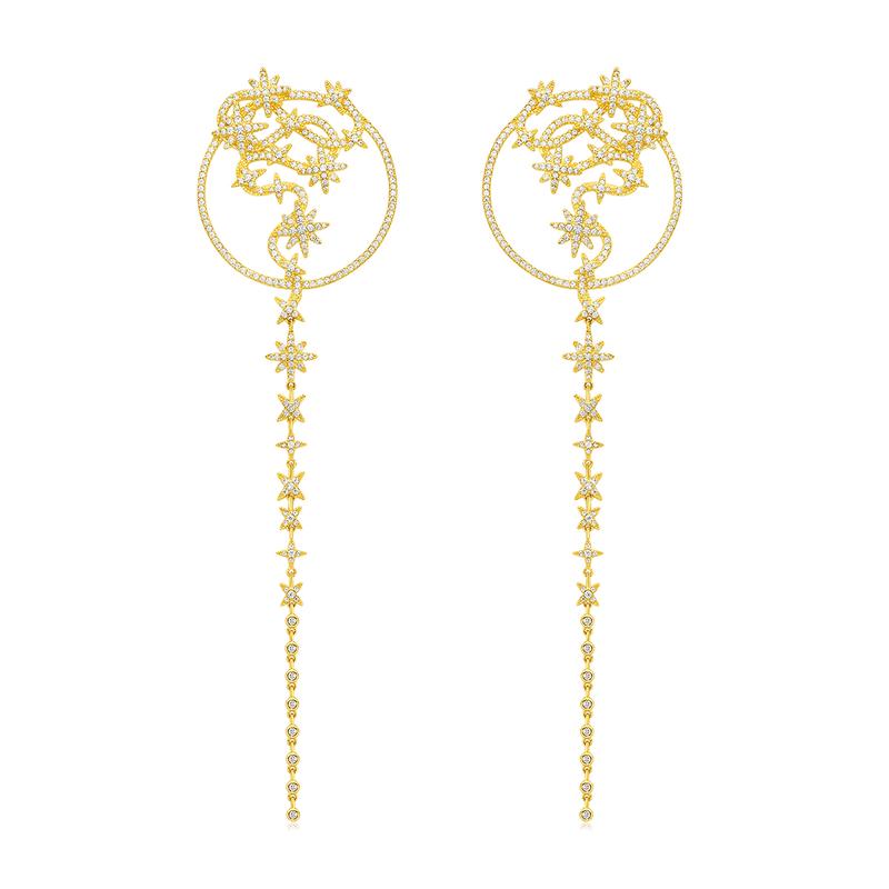 APM Monaco earrings [Romantic Confession] Long Meteor Intertwined, Bright, Elegant, Exquisite and Fashionable, Synthetic Cubic Zirconia YE14556OX