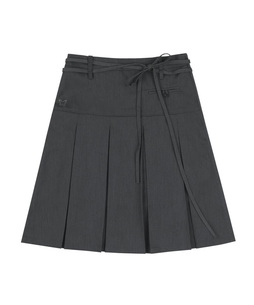 Fancy Club [Nf] Formal Button Pleated Midi Skirt (Gray)_F24Qd871