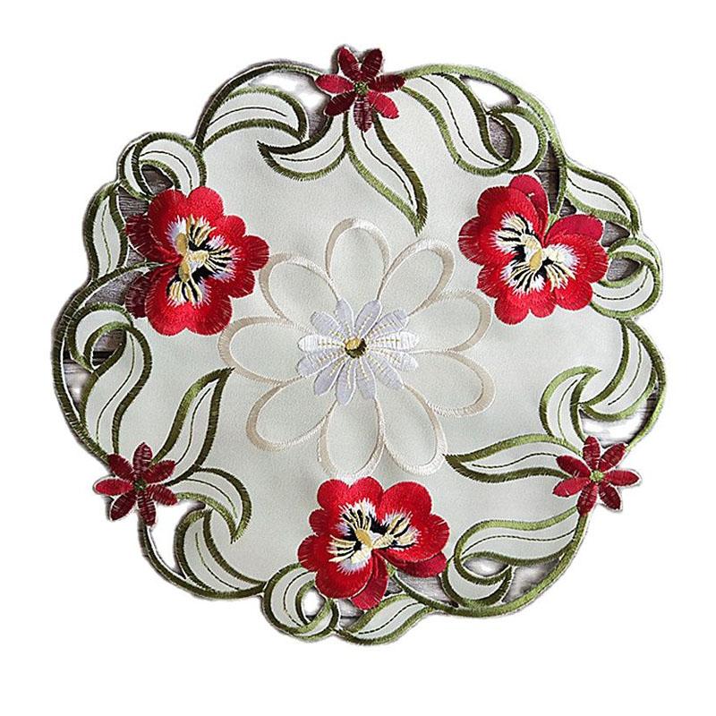 HOT Christmas Flower Embroidery Table Place Mat Cloth Tea Placemat Dining Coaster Kitchen Table Decoration and Accessories