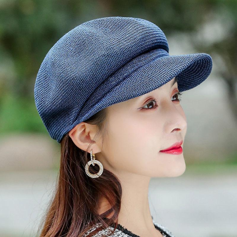 

Women s Knitted Newsboy Cap Breathable Mesh Summer Beret Hat, Lightweight Hollow Out Peaked Cap for Casual Wear one size