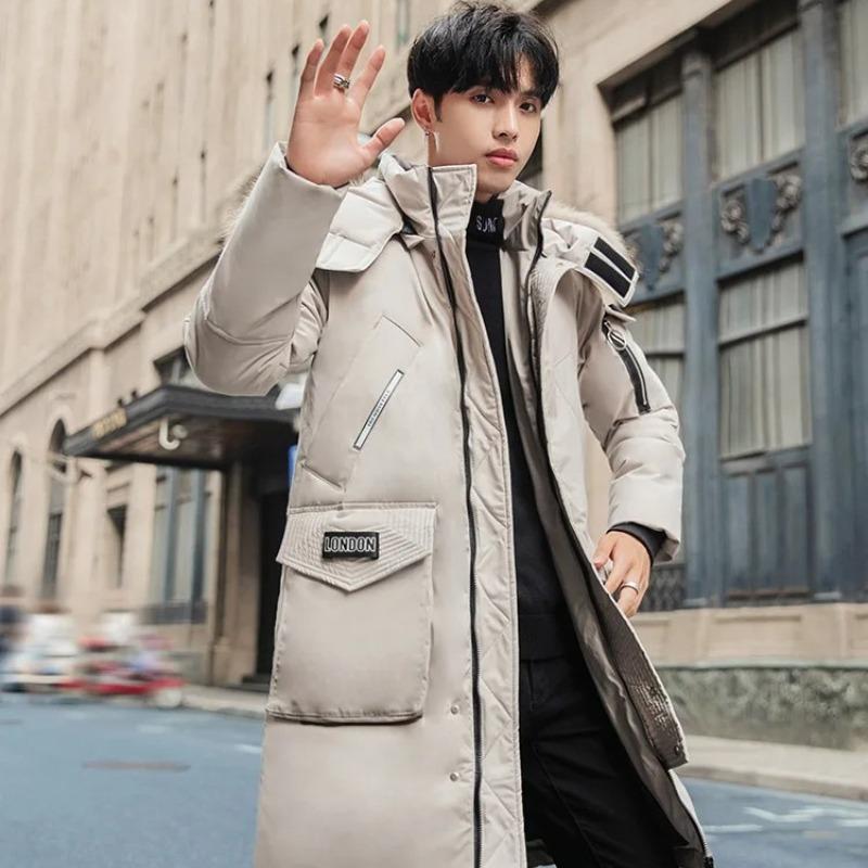 Men's Korean Version Thick Parka Over The Knee Men's Trendy Men's Coat High Quality Design Parkas