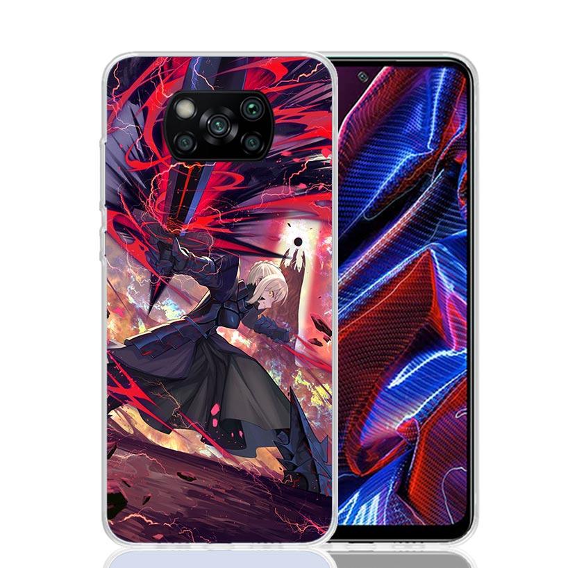Fate Zero Stay Night Saber Phone Case For Xiaomi Poco X7 X6 X5 Pro F7 Ultra Redmi 15C 15 13 13C 12 12C 10 10A 10C 9 9A 9C 9T Cov