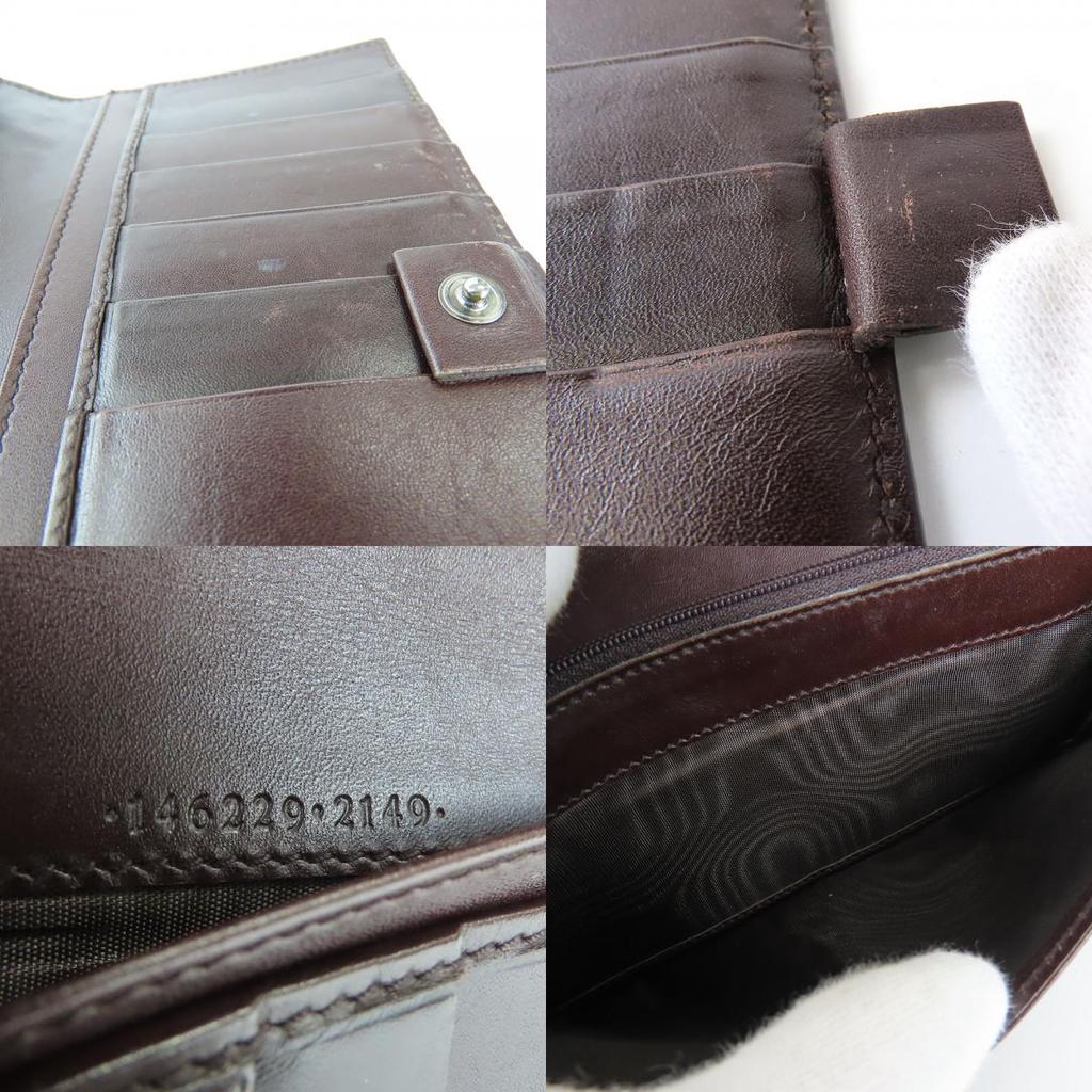 Used GUCCI Bifold Wallet 146229 Sima leather Dark brown Purse