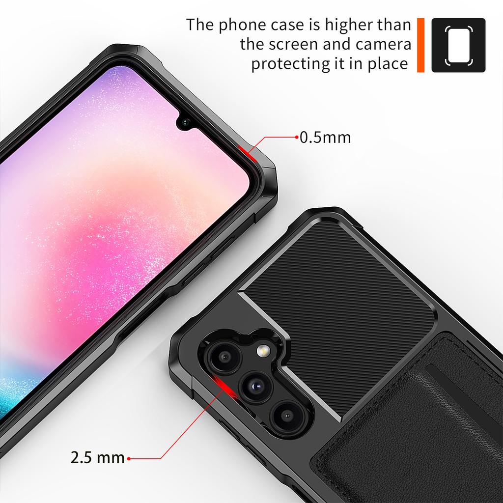 ZM02 Für Samsung Galaxy A25 5G (Global) (161,0 x 76,5 x 8,3 mm) Hülle Kartenfach Leder+TPU Defender Handyhülle
