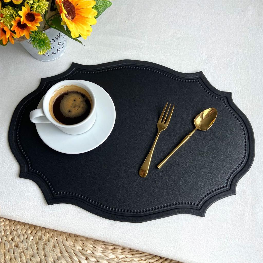 Retro Imitation Leather Placemat Waterproof and Oil-proof Western Dining Mat Nordic Thermal Insulation Mat Table Mat Household Anti-scalding Mat
