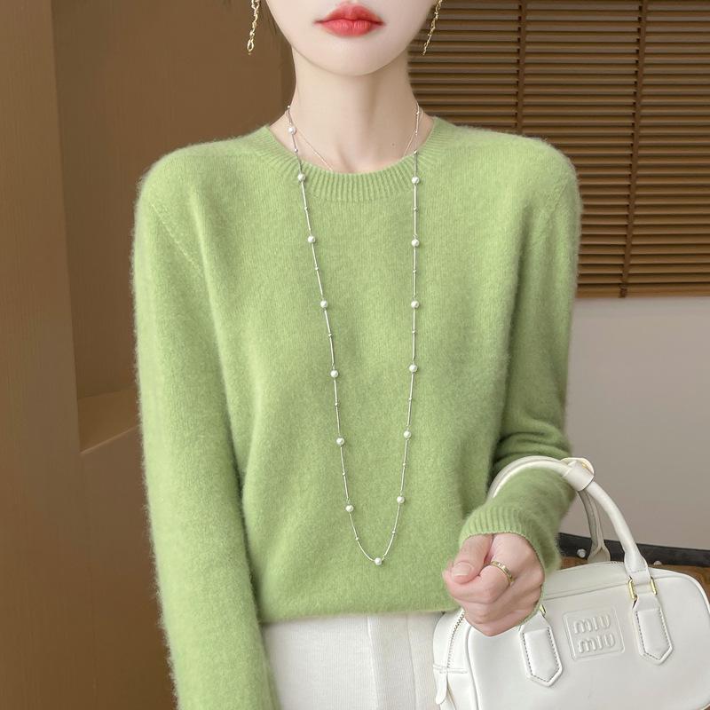 Herbst/Winter 2025 Damen 100% Wolle Nahtloser Rundhals Pullover