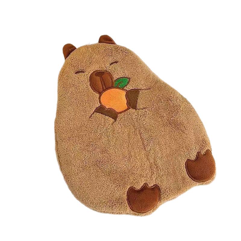 Quick-Drying Capybara Coral Fleece Hand Towel - Cute, Water-Absorbent, Hanging Kitchen Towel