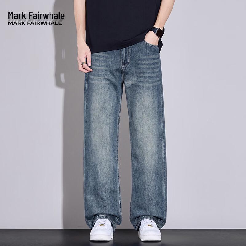 MARK FAIRWHALE Men's Versatile Loose Fit Denim Jeans