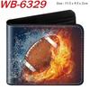 Sports Ball Bifold Wallet Football Basketball Rugby Pattern Student Coin Purse Card Holder Leather Short 1pcs