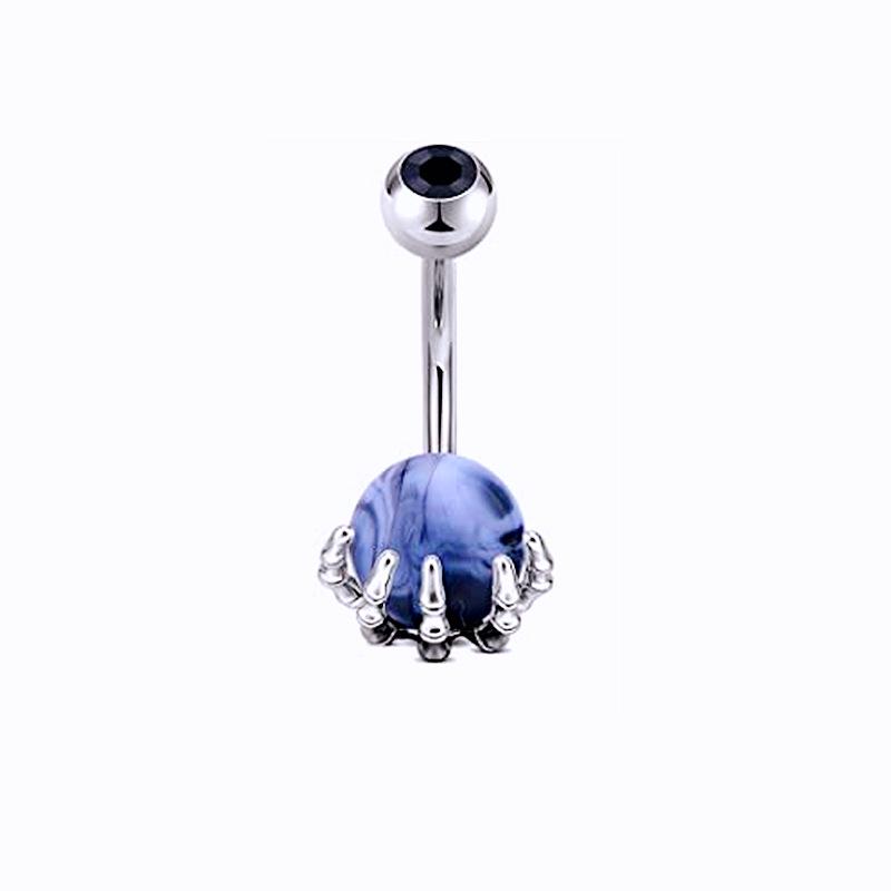 Multi-Color Turquoise Belly Button Ring with Skull and Ball Design