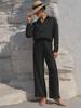 2025 Herbst Damenmode Zweiteiler: Lockere Strickjacke & Weitbeinige Hose