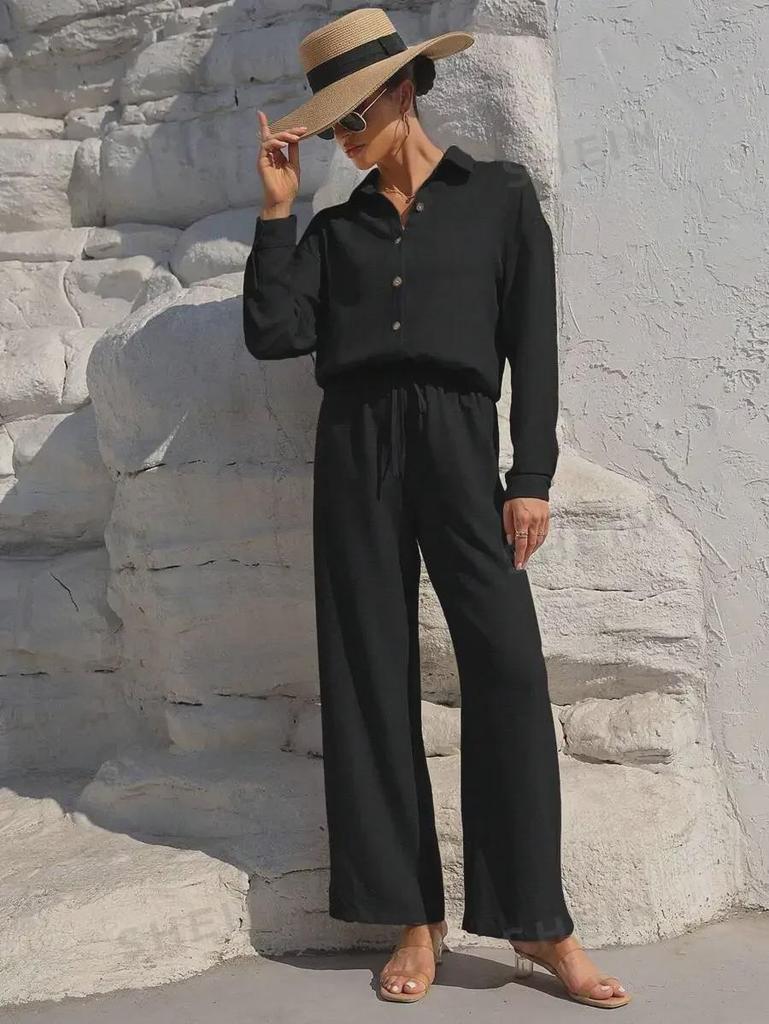 2025 Herbst Damenmode Zweiteiler: Lockere Strickjacke & Weitbeinige Hose