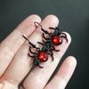 Black and Red Ruby Spider Earrings - Gothic Halloween Style