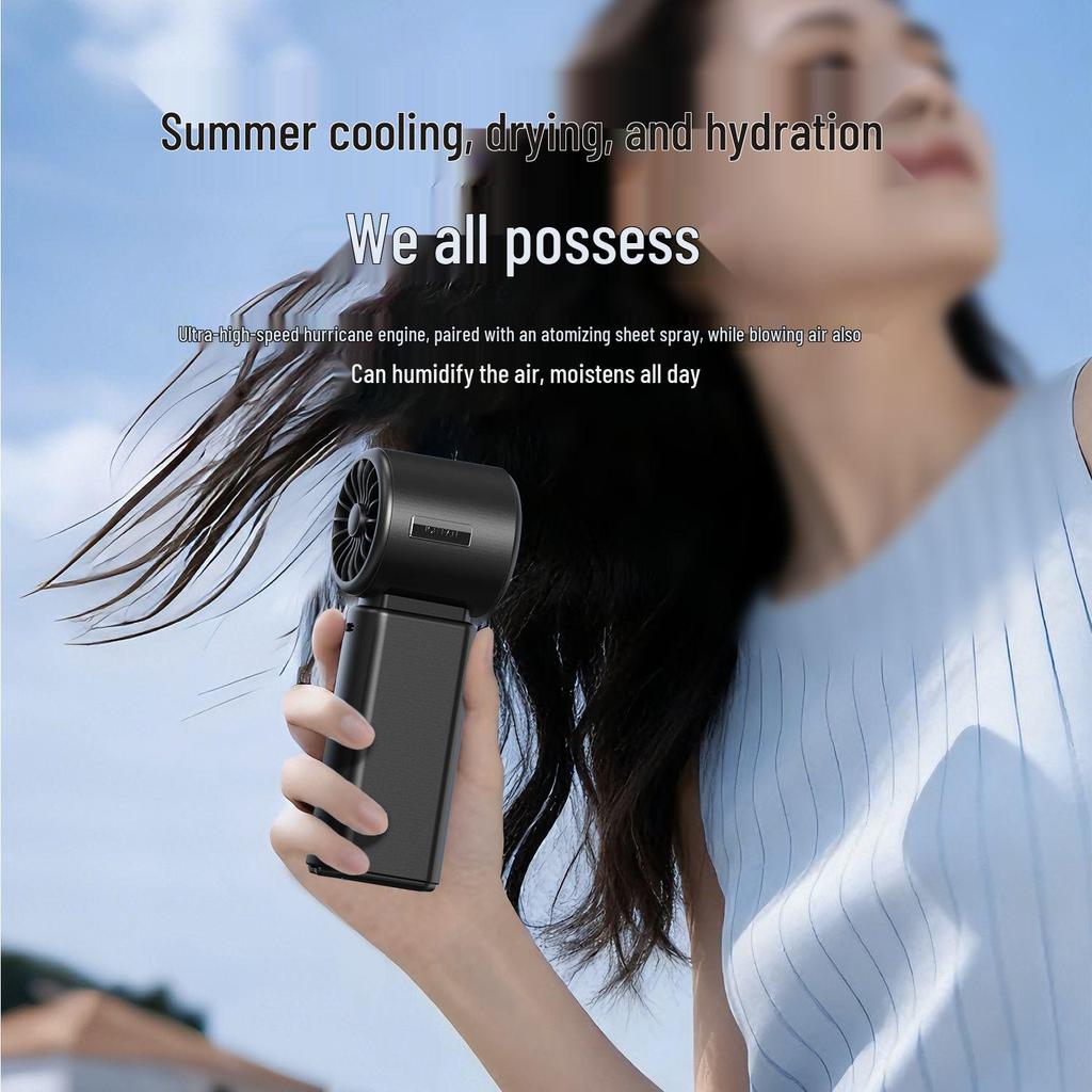 Alyster HX-F532 Handheld Mini Fan with Ice Compress, Cooling Spray, Humidification, 100-Speed Settings