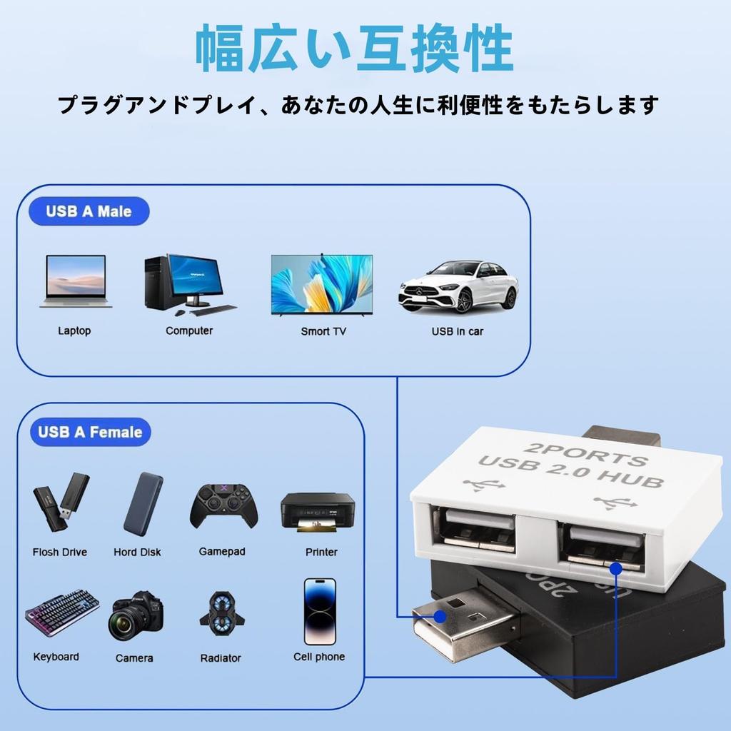 Leehitech 1 To 2 USB Splitter Hub with USB Direct Charging Port Expansion 480Mbps Data Safe and Stable Functional Hub Compatible with Cell and Mobile