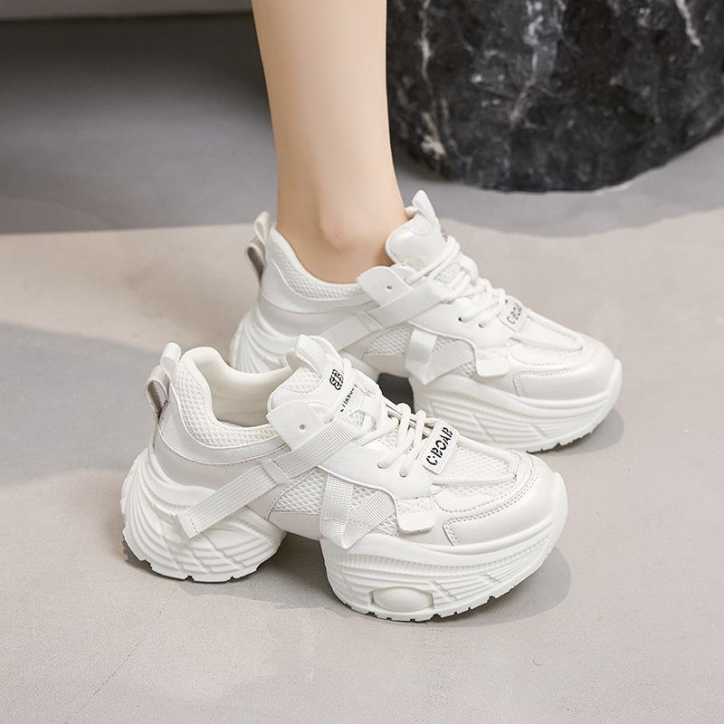Small Size Platform Silver Fashion Dad Shoes Women's New Versatile Casual Shoes Heightening Lightweight Sports Shoes Trendy Shoes