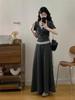 Plus Size Faux Two-Piece Hooded Short Sleeve Skirt Set