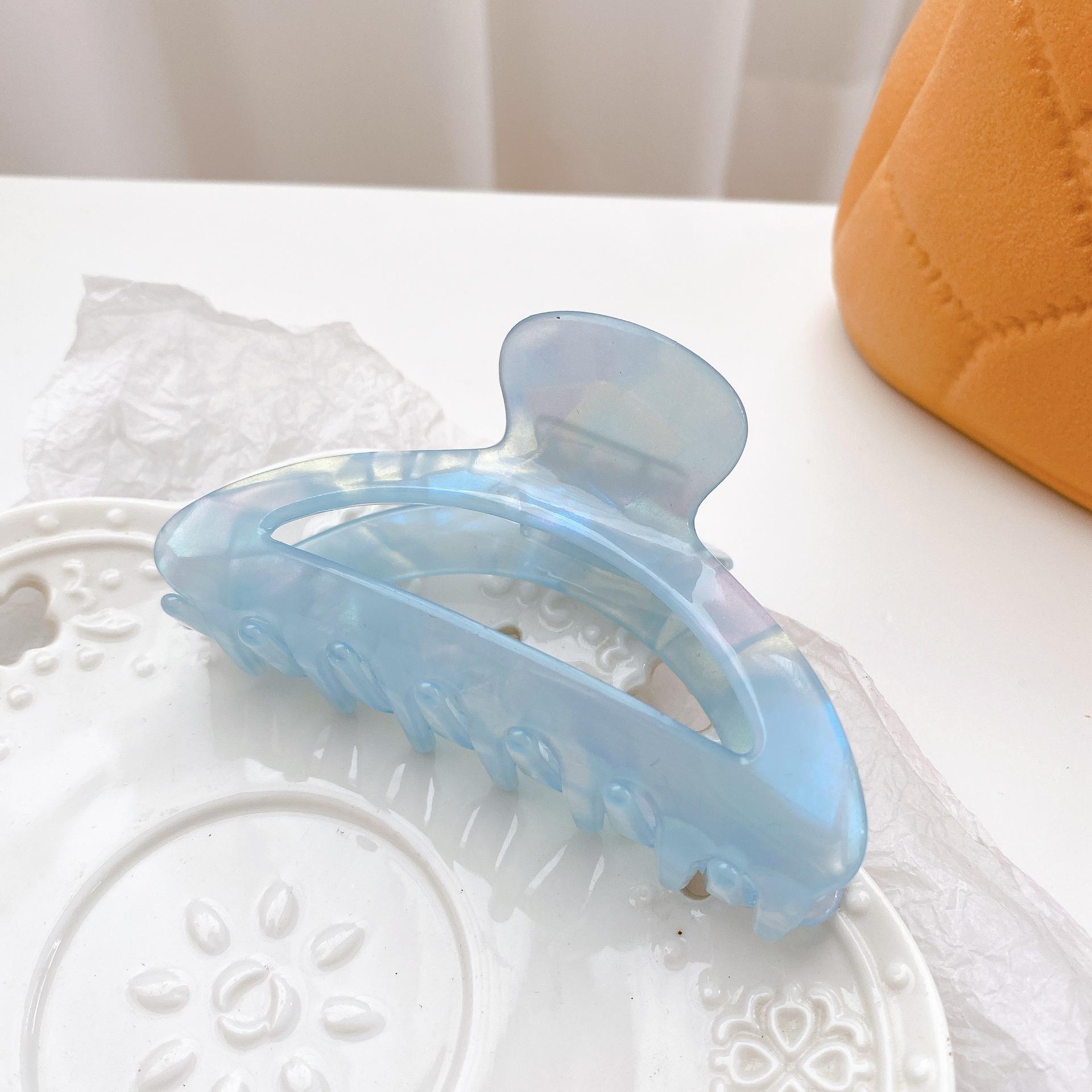 

Oval Iridescent Trendy Hair Claw Clip Handcrafted From Acetate For Elegant Hairstyles Womens Rainbow Yellow