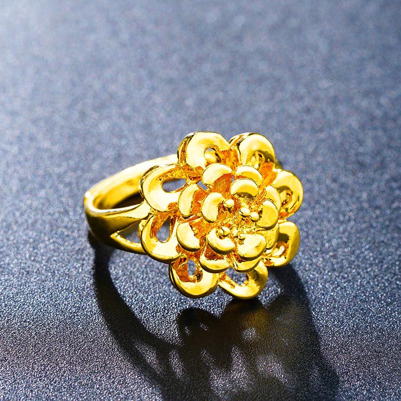 Blumenring aus vietnamesischem Sandgold für Frauen, langlebiges Goldimitat, auffälliger Brautschmuck zur Hochzeit.
