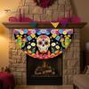 Marigold Floral Party Decor Day of The Dead Skull Bunting Banner, Print Fiesta Yard Sign Hanging Flag, Colorful Sugar Outdoor Halloween Celebration