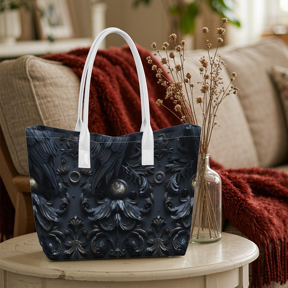Gothic Dark Pattern Large Tote Bag Ladies Casual Daily Shopping Shoulder Bag
