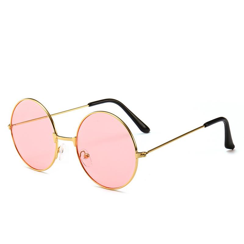Harajuku Runde Brille Retro Runder Rahmen Sonnenbrille Hippie Ozean Party Farbige Gläser Metallrahmen Prinzenbrille