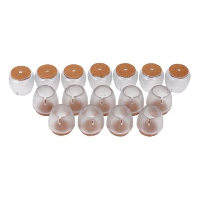 16Pcs/Pack Furniture Table Chair Stick Leg Feet Round Caps Covers Floor Protectors(Transparent)