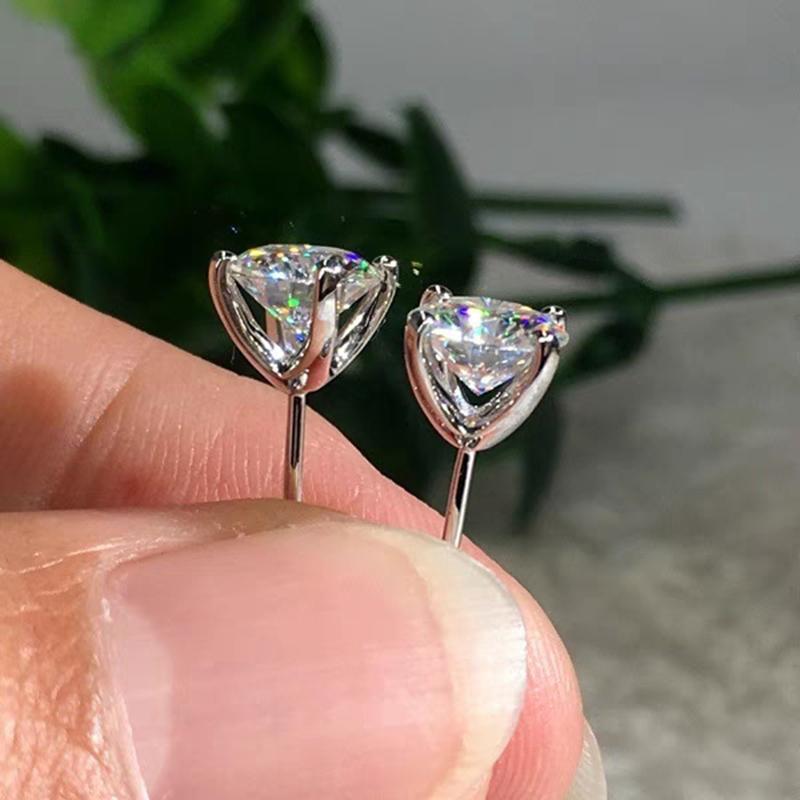 0.5-1 Carat D Color Moissanite Ear Stud Earrings for Women Girls 925 Silver Sparkling Piercing Earring Fine Jewelry