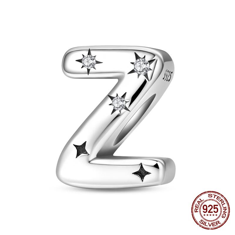 Original Charms Copper Fashion 26 Letters A-Z Charms Beads Fits 3Mm Original Bracelet For Women Diy Jewelry Gifts New In